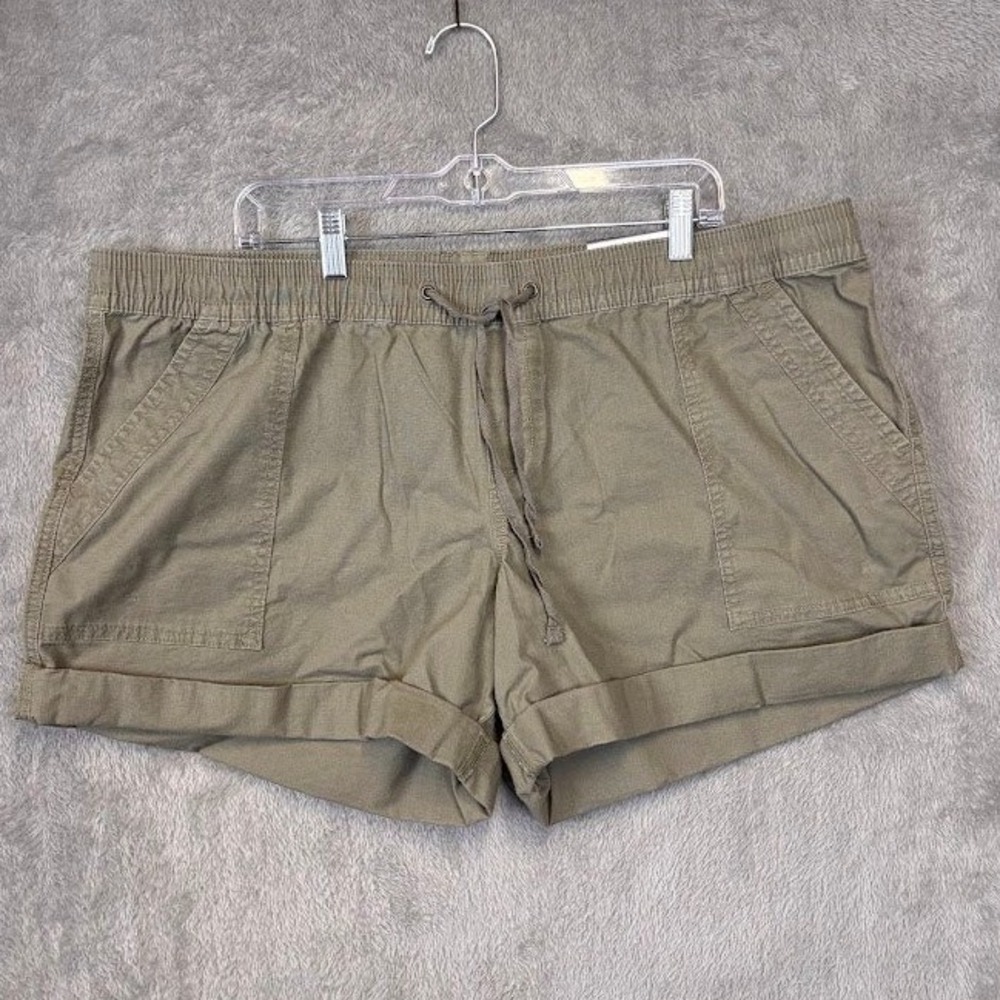 Natural Reflections Womens XXL Olive Green Utility Ripstop Shorts Elastic Waist